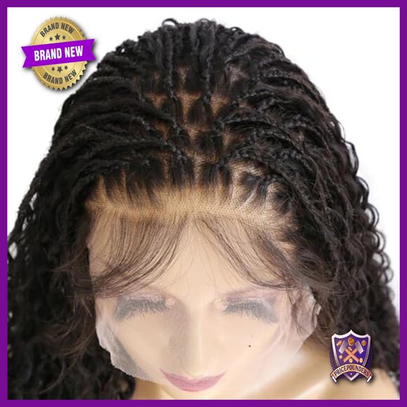 22 Inch Full Lace Human Hair Wig Knotless Braids 300% Density
